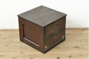 和製ビンテージ　軽井沢彫り　木の温もりを感じられる小引き出し2台セット(小物入れ、卓上収納、ヴィンテージ)(R-057915)