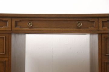 中古　美品　DREXEL HERITAGE(ドレクセルヘリテイジ)　Triune(トライユン)　レザートップが格好いいマホガニー材製のデスク(定価約75万円)(両袖机、在宅ワーク、在宅用ワークデスク)(R-057924)