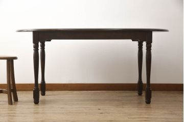 中古　美品　北海道民芸家具　希少な絶版品!　#475　深みのある色合いが美しいダイニングテーブル(食卓、オーバルテーブル、楕円)(R-057925)