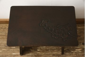 和製ビンテージ　軽井沢彫り　ちょっとした飾り台にもなりそうなスツール(椅子、チェア、ヴィンテージ)(R-057928)