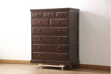 中古　美品　北海道民芸家具　HM533　和洋どちらのインテリアにも合わせやすいチェスト(定価約25万円)(収納タンス、整理箪笥、引き出し)(R-057931)