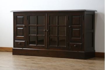 中古　北海道民芸家具　木のあたたかみを感じるサイドボード(収納棚、リビングボード、キャビネット)(R-057934)