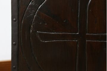 和製アンティーク　堅牢な金具と渋みのある佇まいが魅力的な船箪笥(掛硯型、懸硯型、時代箪笥、和たんす、小物収納、小箪笥)(R-057935)