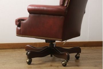 中古　美品　アメリカ高級家具　ハンコックアンドムーア(Hancock & Moore)　クラシカルで品のある本革レザーデスクチェア(定価約60万円)(アームチェア、一人掛けソファ、椅子、イス)(R-057937)