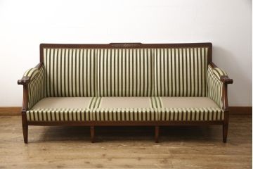 中古　美品　神戸洋家具　メープル不二屋　優雅な佇まいが魅力的な3人掛けソファ(ラウンジソファ、三人掛け、3P)(R-057950)