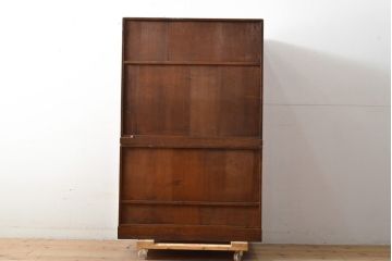 和製アンティーク　タモ材　特徴的な杢目が味わい深い茶箪笥(茶棚、戸棚、収納棚、食器棚、キャビネット)(R-057952)