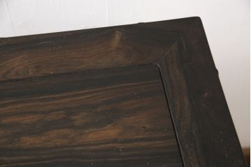 希少!　中国アンティーク　総黒檀(コクタン)材　最高級　細工の素晴らしい両袖机(ワークデスク、在宅用、ニーホールデスク、テーブル)(R-057954)