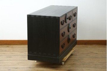 中古　美品　上手物!　国産民芸家具　総桐　厚手の桐材が贅沢に使われた和モダンな米沢箪笥　(R-057956)