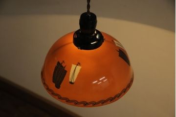 アンティーク照明　オールドノリタケ(則武、日本陶器、Noritake)　帆船図柄　ノスタルジックな雰囲気を醸し出すペンダントライト(電笠、吊り下げ照明、天井照明)(R-057960)