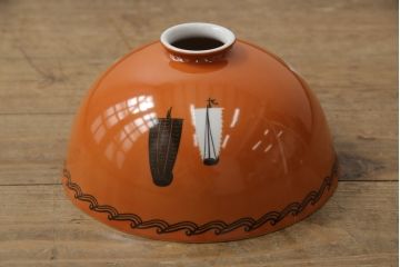 アンティーク照明　オールドノリタケ(則武、日本陶器、Noritake)　帆船図柄　ノスタルジックな雰囲気を醸し出すペンダントライト(電笠、吊り下げ照明、天井照明)(R-057960)