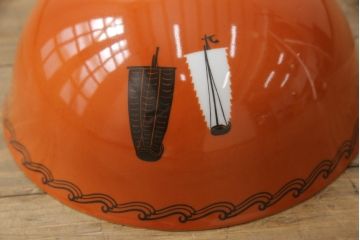 アンティーク照明　オールドノリタケ(則武、日本陶器、Noritake)　帆船図柄　レトロな空間づくりにおすすめのペンダントライト(電笠、吊り下げ照明、天井照明)(R-057961)