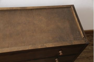 中古　北海道民芸家具　天板リメイク　落ち着きのある上品な佇まいが魅力のチェスト(引き出し、衣装タンス、ローチェスト、ローボード)(R-057967)