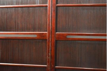 アンティーク建具　最高級!　脅威の縦桟110本!!極めて上質な万本格子戸4枚セット(引き戸)(R-057969)