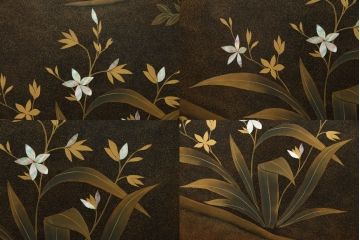 中古　美品　最高級　総漆塗り　まるで絵画のような前面蒔絵と螺鈿細工の意匠が楽しめる中桐箪笥(和タンス、和たんす、着物箪笥、和服箪笥、引き出し)(定価約400万円)(R-057977)