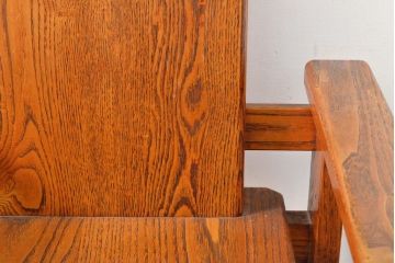 中古　美品　高級工芸家具　岩手工芸品　総栗材　漆塗り　木の温もりを感じられるアームチェア(板座チェア、椅子、イス、いす)(定価約27万円)(R-057979)