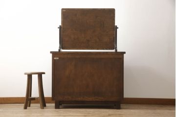 中古　北海道民芸家具　収納力抜群で使い勝手の良いドレッサー(化粧台、ドレッシングチェスト)(R-057992)