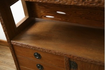 中古　屋久杉　突き板　木の風合いが趣あふれるサイドボード(茶棚)　(R-058012)