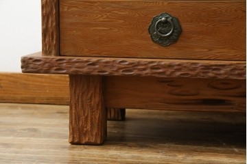 中古　屋久杉　突き板　木の風合いが趣あふれるサイドボード(茶棚)　(R-058012)