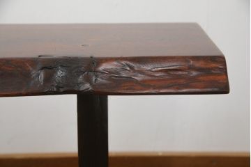 中古　美品　職人手造り家具　漆塗り　木目と漆の艶が魅力的な長椅子(ベンチ、板座チェア、イス)(定価約24万円)(R-058025)
