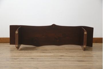 中古　美品　職人手造り家具　漆塗り　木目と漆の艶が魅力的な長椅子(ベンチ、板座チェア、イス)(定価約24万円)(R-058025)