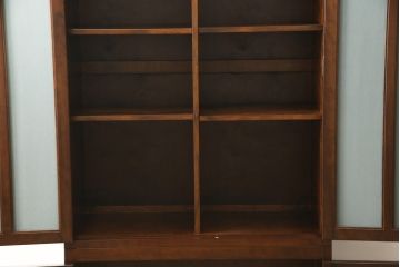 中古　美品　希少!!　松本民芸家具　葛布(くずふ)入り扉が目を引くブックケース(本箱、本棚、書棚、キャビネット、収納棚、戸棚)(R-058027)