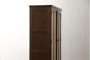 中古　美品　希少!!　松本民芸家具　葛布(くずふ)入り扉が目を引くブックケース(本箱、本棚、書棚、キャビネット、収納棚、戸棚)(R-058027)