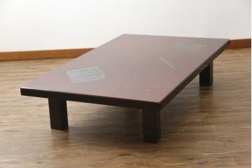 中古　美品　輪島塗り　浜高悦朗作　扇子の絵柄が趣を感じさせる座卓(定価約100万円)(ローテーブル、センターテーブル)(R-058029)