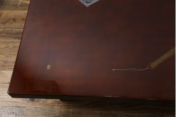 中古　美品　輪島塗り　浜高悦朗作　扇子の絵柄が趣を感じさせる座卓(定価約100万円)(ローテーブル、センターテーブル)(R-058029)