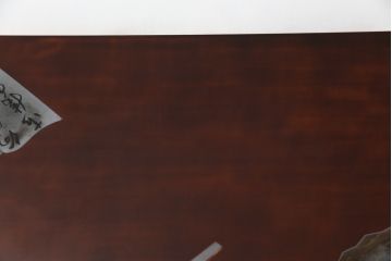 中古　美品　輪島塗り　浜高悦朗作　扇子の絵柄が趣を感じさせる座卓(定価約100万円)(ローテーブル、センターテーブル)(R-058029)
