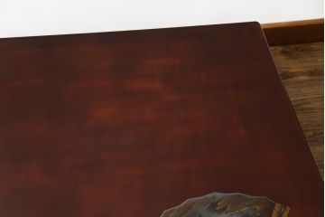 中古　美品　輪島塗り　浜高悦朗作　扇子の絵柄が趣を感じさせる座卓(定価約100万円)(ローテーブル、センターテーブル)(R-058029)