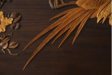 和製ビンテージ　ジャンク品(※彫刻に欠損あり)　総紫檀(シタン)彫刻　花鳥図と龍の総彫りが見事な座卓(定価約240万円)(ローテーブル、ヴィンテージ)(R-058030)
