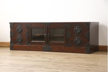 中古　美品　岩谷堂箪笥　和モダンスタイルの空間づくりに活躍するテレビ台(ローボード、テレビボード、AVボード、リビングボード、キャビネット、収納棚)(定価約45万円)(R-058033)