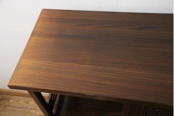 超激レア　和製ヴィンテージ　YAMAHA(山葉・日本楽器)　総紫檀(シタン)　彫刻　上品でモダンな佇まいの飾り棚(ビンテージ、茶棚、茶箪笥、戸棚、収納棚、違い棚、陳列棚)(定価約100万円)(R-058034)