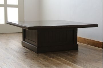 中古　北海道民芸家具　和モダンな空間づくりにおすすめの小振りな座炉付テーブル(囲炉裏、関西火鉢、長火鉢、木製火鉢、座卓、ローテーブル)(定価約34万円)(R-058035)