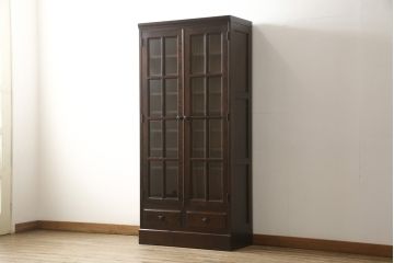 中古　美品　北海道民芸家具　HM114K　飾り棚にもおすすめ!上品な雰囲気の本箱(ブックケース、キャビネット、飾り棚、収納棚)(定価約25万7千円)(R-058036)