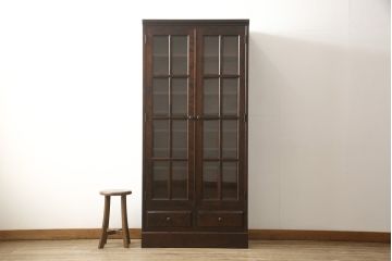 中古　美品　北海道民芸家具　HM114K　飾り棚にもおすすめ!上品な雰囲気の本箱(ブックケース、キャビネット、飾り棚、収納棚)(定価約25万7千円)(R-058036)