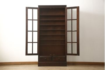 中古　美品　北海道民芸家具　HM114K　飾り棚にもおすすめ!上品な雰囲気の本箱(ブックケース、キャビネット、飾り棚、収納棚)(定価約25万7千円)(R-058036)