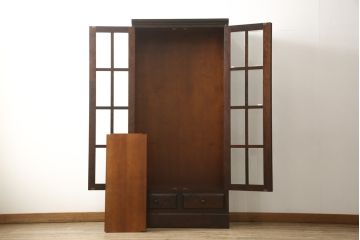 中古　美品　北海道民芸家具　HM114K　飾り棚にもおすすめ!上品な雰囲気の本箱(ブックケース、キャビネット、飾り棚、収納棚)(定価約25万7千円)(R-058036)