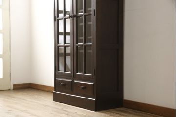 中古　美品　北海道民芸家具　HM114K　飾り棚にもおすすめ!上品な雰囲気の本箱(ブックケース、キャビネット、飾り棚、収納棚)(定価約25万7千円)(R-058036)