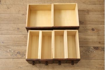 中古　北海道民芸家具　アレンジ次第で様々な使い方ができる卓上収納(小引き出し、小物収納)(R-058037)
