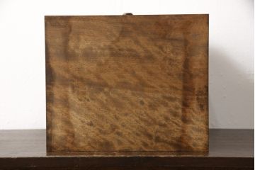 中古　美品　北海道民芸家具　シックな色合いが魅力的な小引き出しとティッシュケースのセット(ティッシュボックス、卓上収納、小物収納、収納たんす)(R-058042)