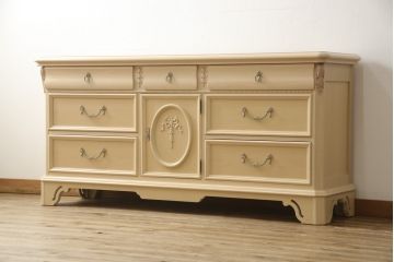 中古　美品　リンホーリン(LYNN HOLLYN)　淡い色調が上品なサイドボード(定価約40万円)(チェスト、ローボード、引き出し)(R-058047)