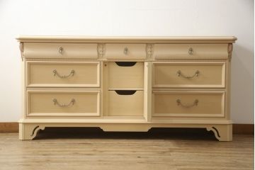 中古　美品　リンホーリン(LYNN HOLLYN)　淡い色調が上品なサイドボード(定価約40万円)(チェスト、ローボード、引き出し)(R-058047)