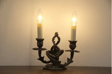 中古　ヨーロッパ　真鍮製(しんちゅう)　アンティーク風インテリアにおすすめなテーブルスタンド(デスクスタンド、キャンドルスタンド、キャンドルライト、卓上ランプ)(R-058048)