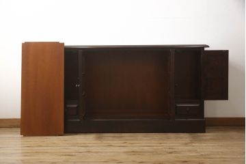 中古　美品　北海道民芸家具　木のあたたかみを感じるサイドボード(収納棚、リビングボード、キャビネット)(R-058062)