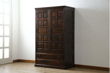 中古　北海道民芸家具　鏡付き　上質な佇まいが格調高いワードローブ　(R-058065)