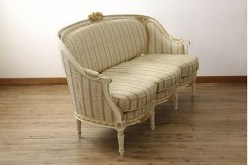 中古　イタリア高級家具　ロココ調の曲線が優美な3人掛けソファ(三人掛け、3P)(R-058073)