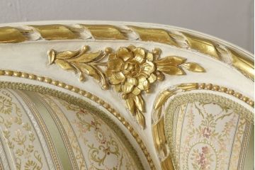 中古　イタリア高級家具　ロココ調の曲線が優美な3人掛けソファ(三人掛け、3P)(R-058073)