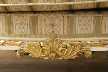 中古　イタリア高級家具　ロココ調の曲線が優美な3人掛けソファ(三人掛け、3P)(R-058073)