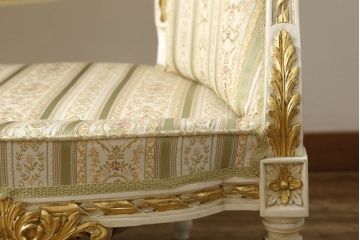 中古　イタリア高級家具　ロココ調の曲線が優美な3人掛けソファ(三人掛け、3P)(R-058073)